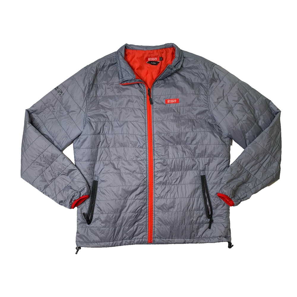 Gracie Barra Jacket Mens Large Gray White Jiu Jitsu Full Zip Lightweight Puffer